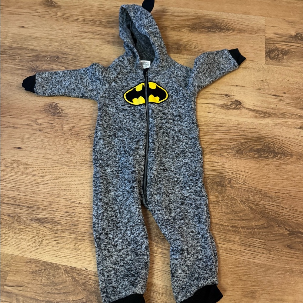 Batman Gray Kids Footie with Black and Yellow Emblem